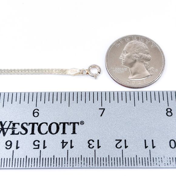 Vintage Sterling Silver 925 Herringbone Chain Bracelet 7" - Picture 4 of 6